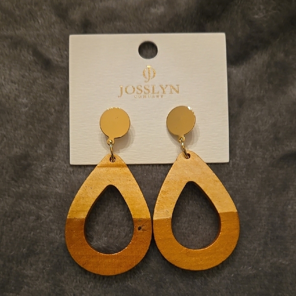 Josslyn Gold and Brown Teardrop Earrings - Picture 1 of 3